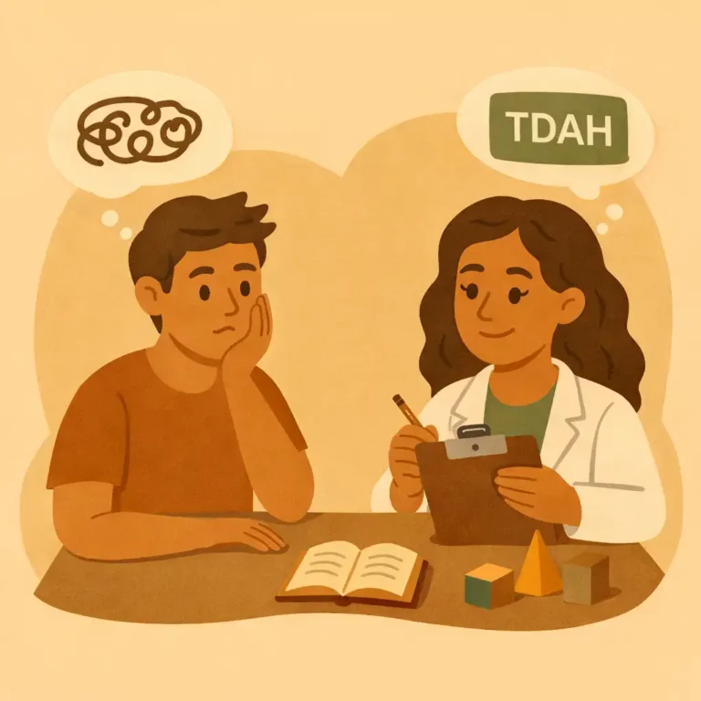 Avaliação de TDAH em adulto realizada por psicóloga com testes cognitivos de atenção e memória