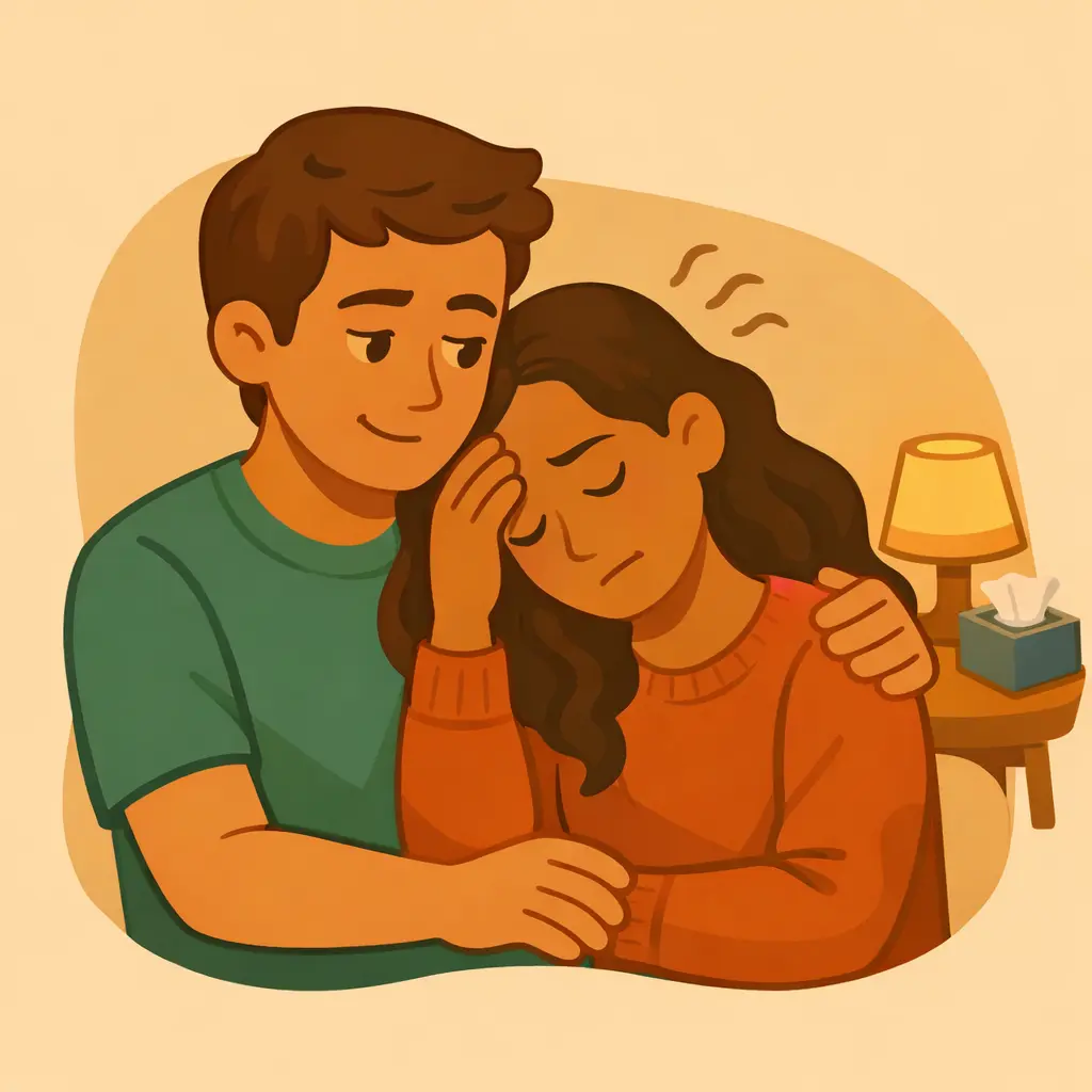 Ilustração de um casal lidando com ansiedade no relacionamento