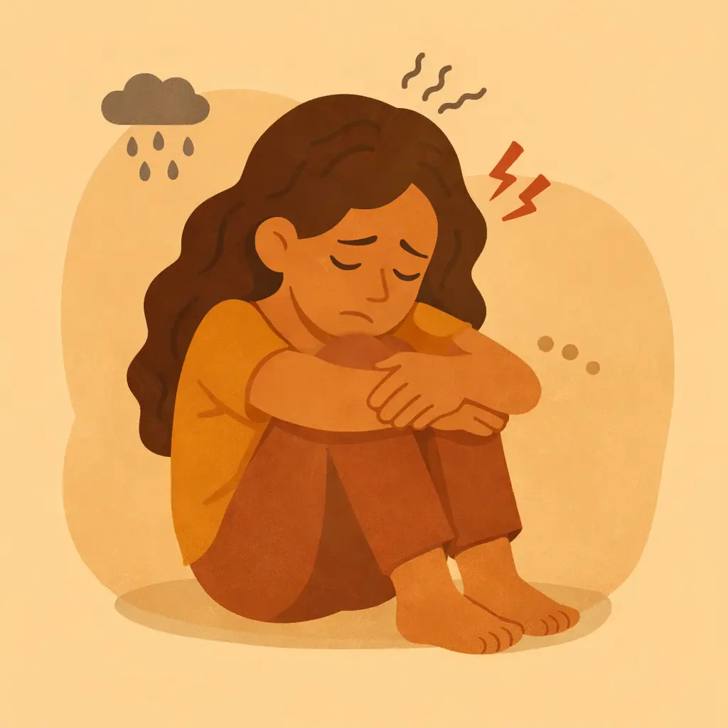 Ilustração representando sintomas de ansiedade e preocupação emocional