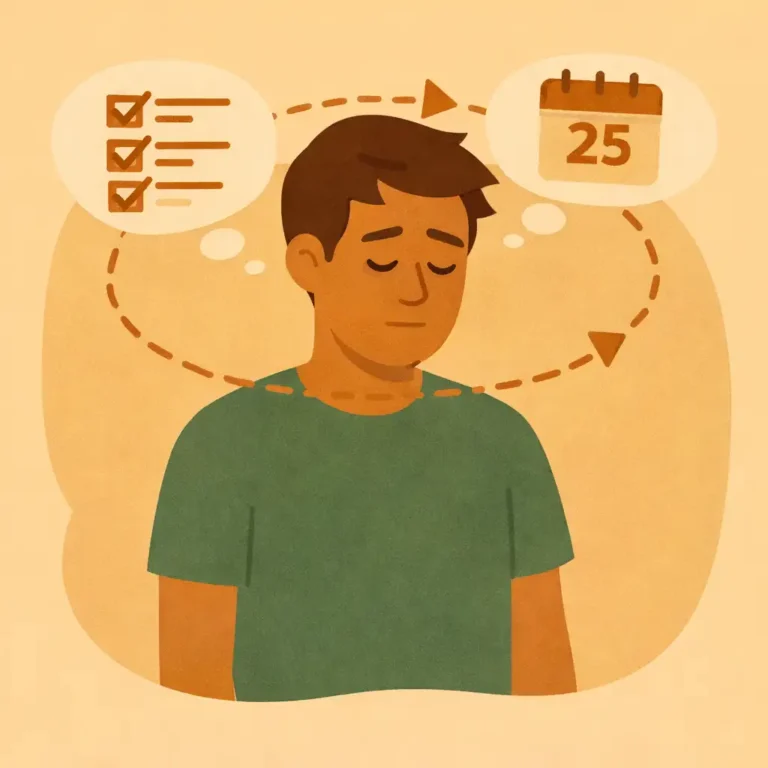 Pessoa vivendo no automático presa à rotina e pensamentos repetitivos